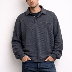 Arnold Palmer Vintage Comfy Relaxed Fit Long Sleeve Collared Sweater Top Grey